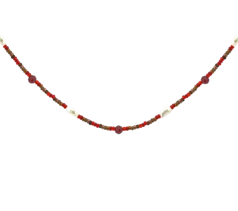 ZILIA Verona Perla Garnet Mineral Strieborný náhrdelník