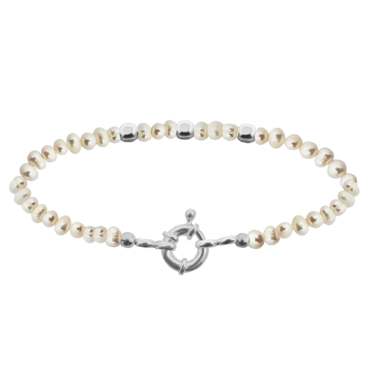 Perlový strieborný 925 náramok s kockou