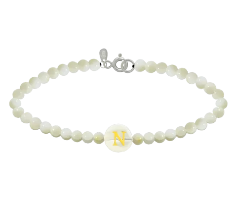 ZILIA Perlmutt Alphabet Abc Strieborný náramok