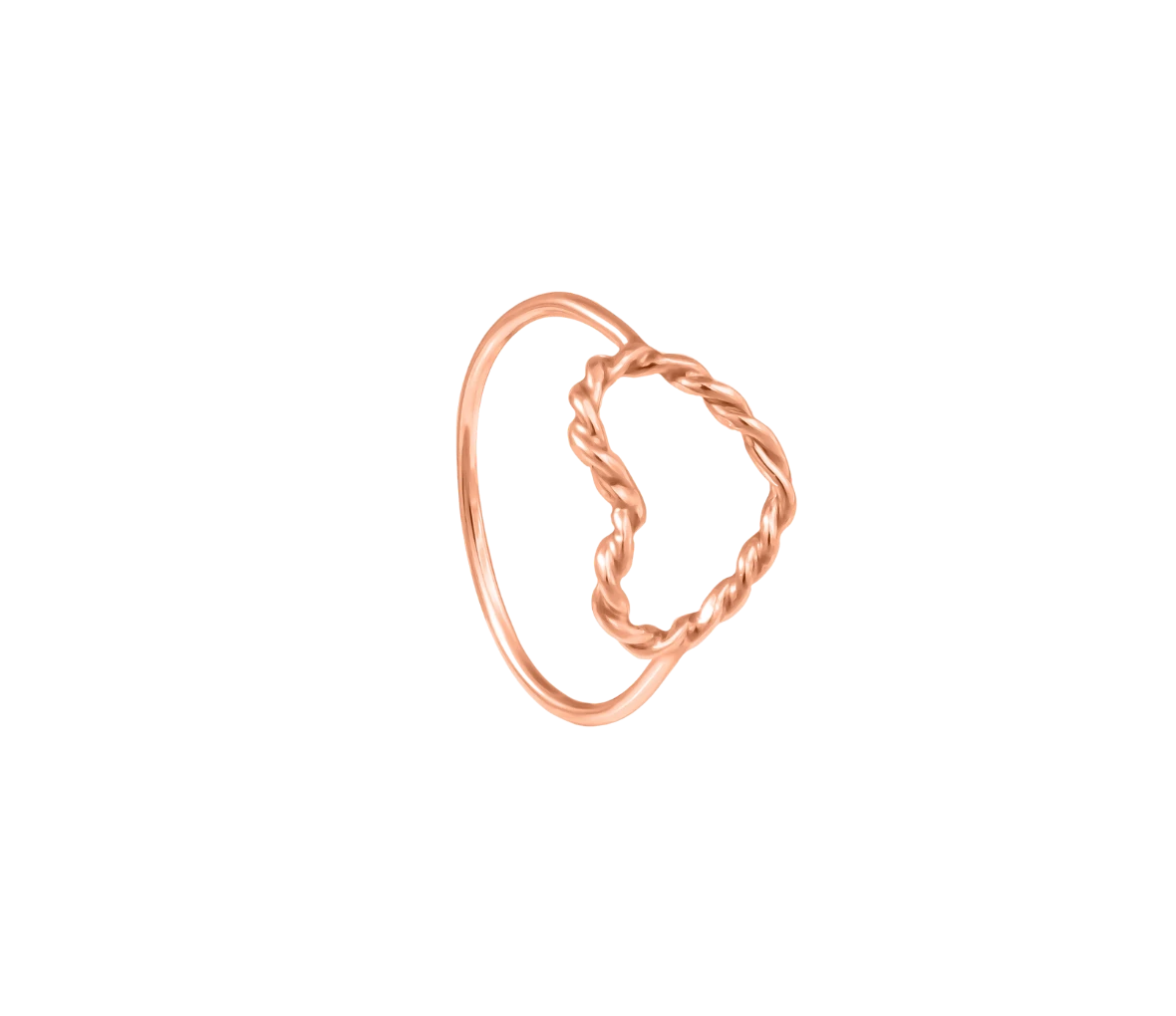 Krásny prsteň srdce z ružového zlata