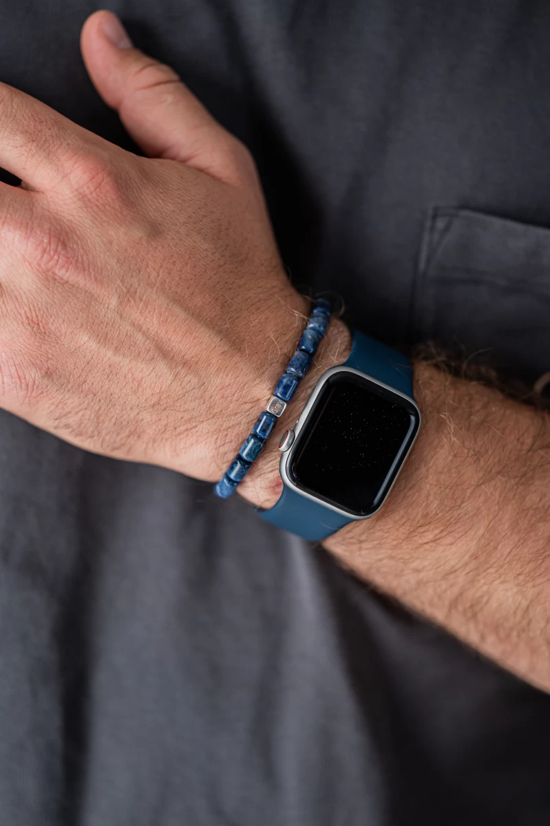 Dumortieritový minerálny strieborný 925 náramok