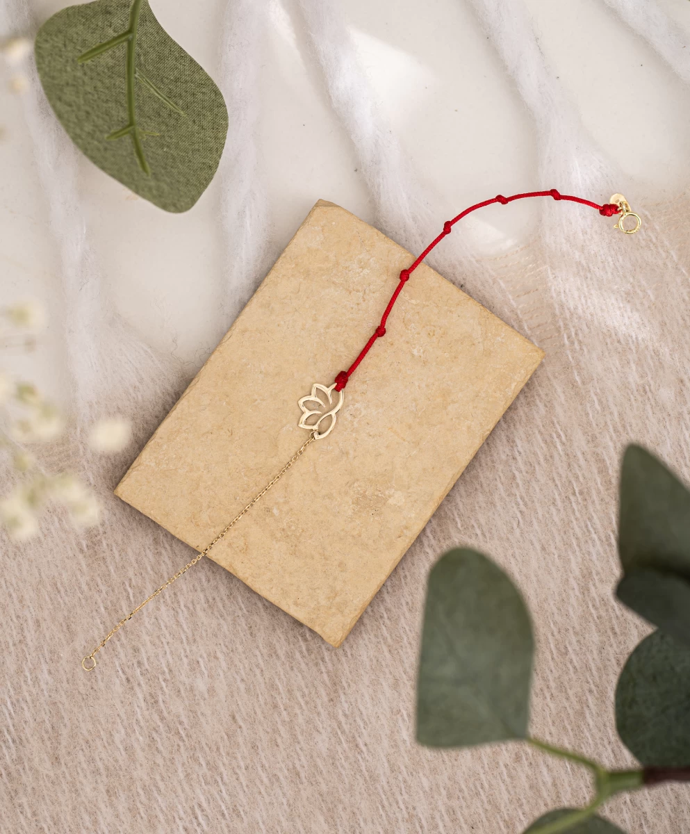 Kabala náramok s motívom lotosu z ružového 14K zlata