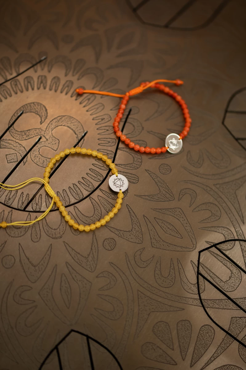 Makramé náramok čakry solar plexus zo zlata 14K