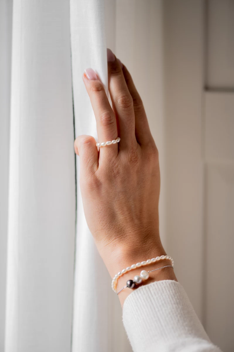 ZILIA White Ghost Pearl Strieborný prsteň