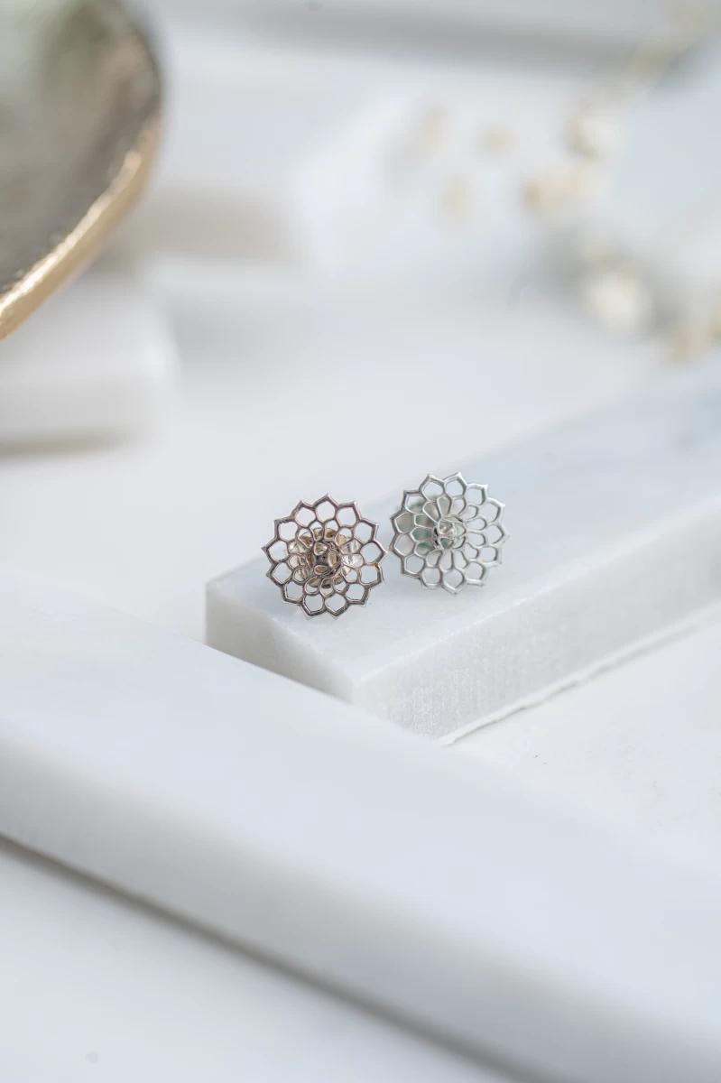 Mandala strieborné náušnice