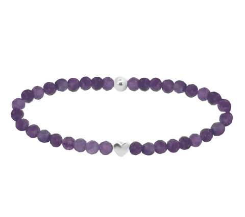 ZILIA Gemstone Amethyst Heart Strieborná 925 Mineral Náramok
