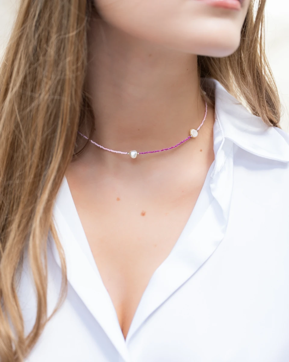 ZILIA Pink Design Perla Strieborný náhrdelník