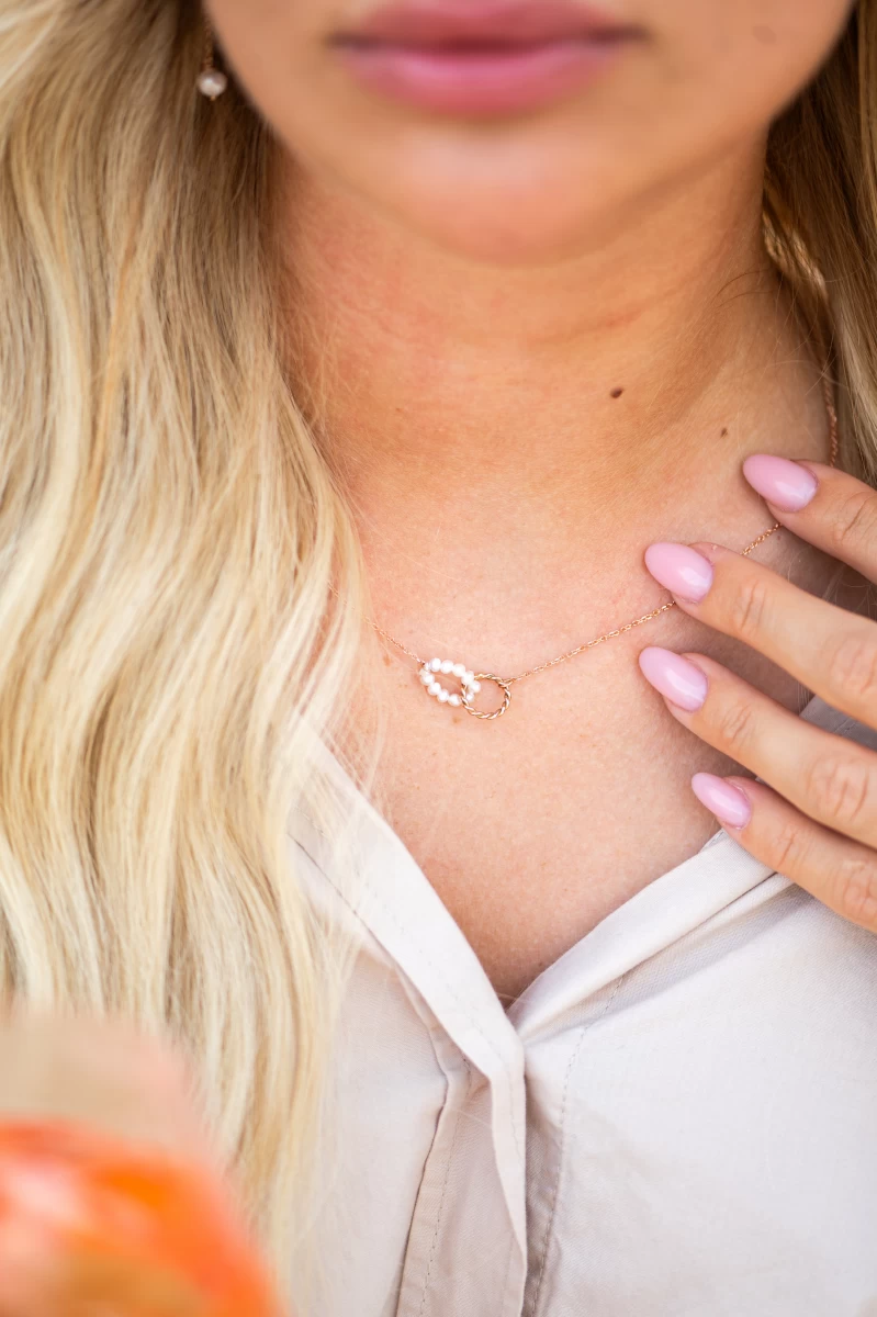 Nolita Circle a biela sladkovodná perlová náhrdelník z ružového zlata 14K