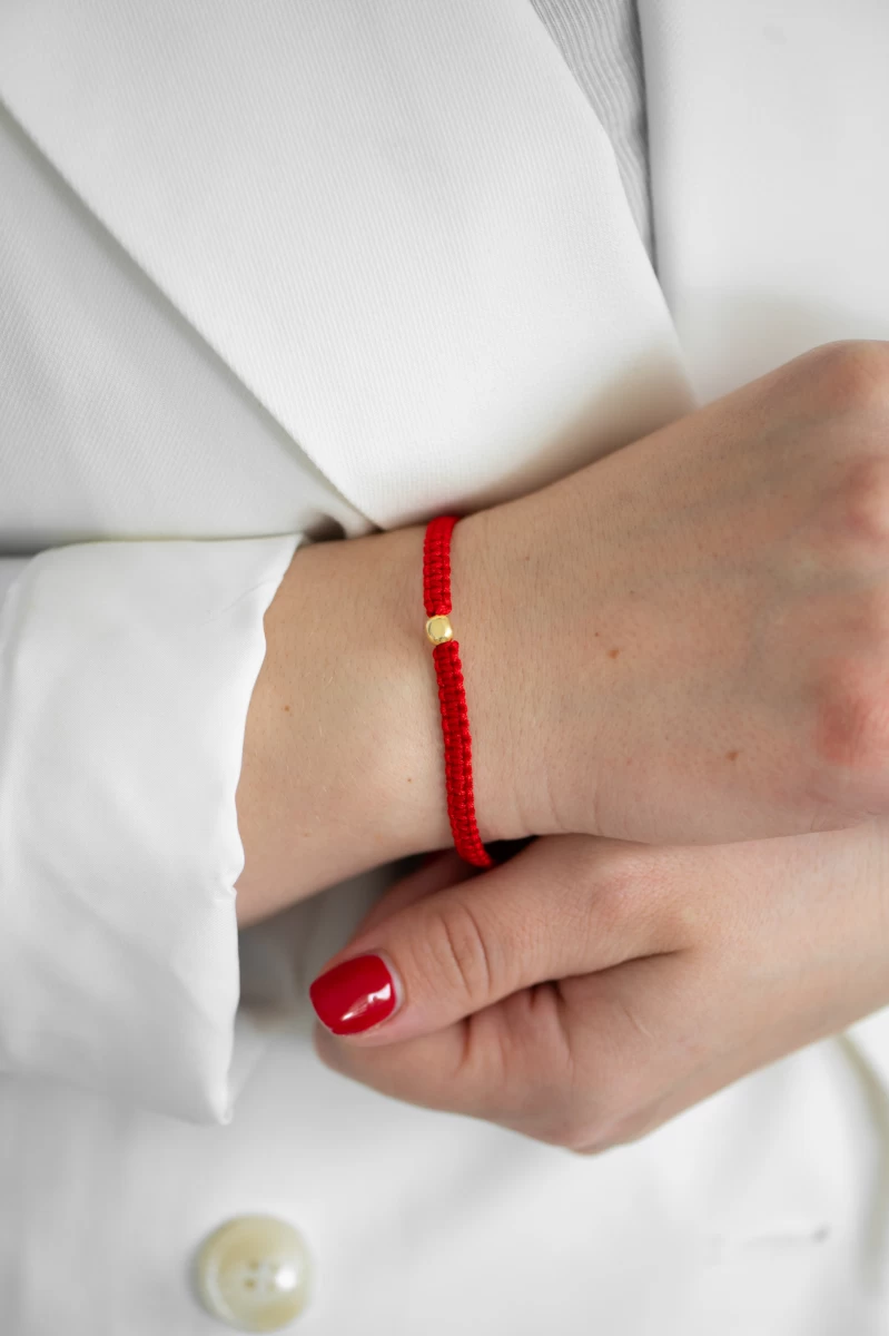 Makramé náramok z nite s magnetickým zapínaním, striebro 925 pozlátené žltým zlatom