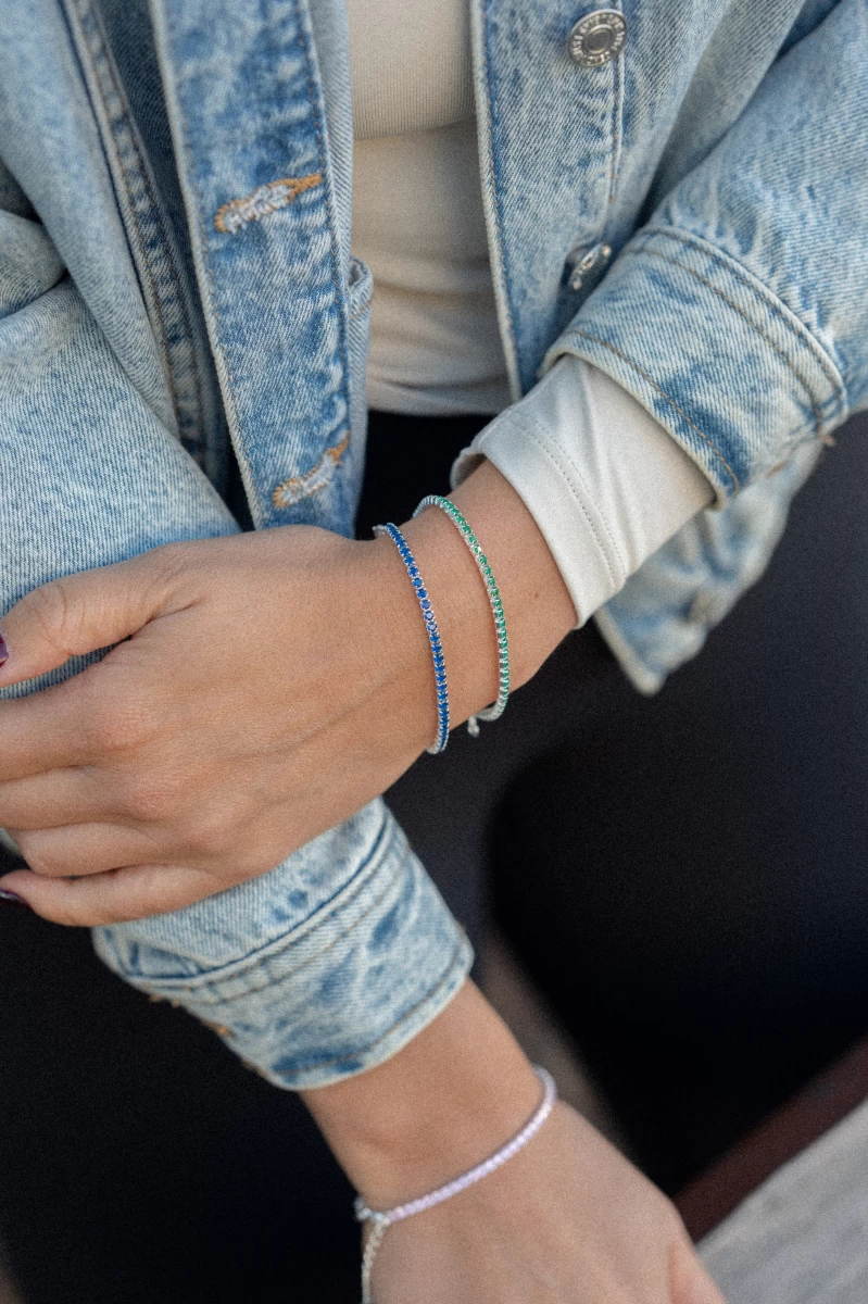 ZILIA Tennis Glow Blue Strieborný náramok