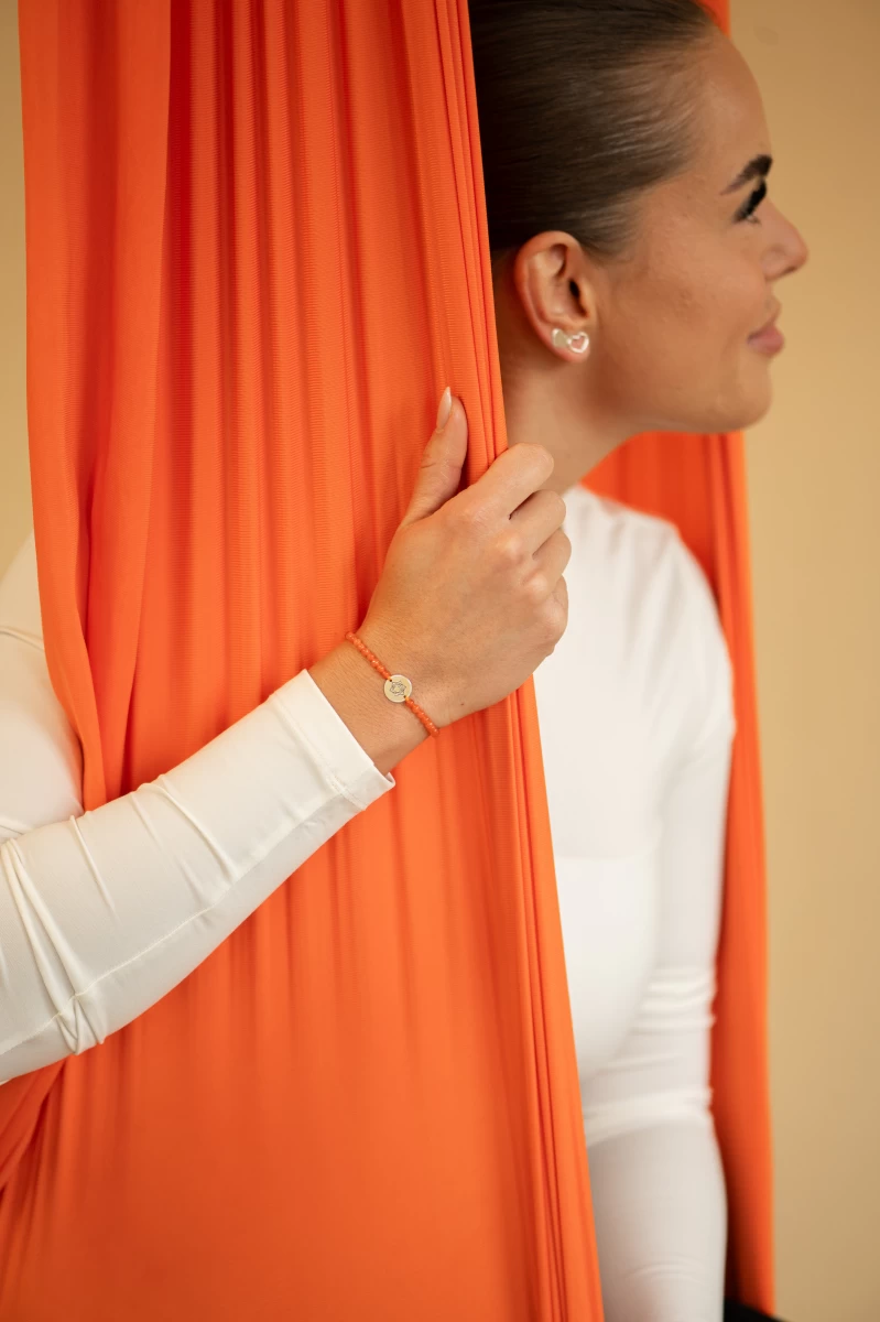 Sakrálna čakra ružovozlatý 14K makramé náramok