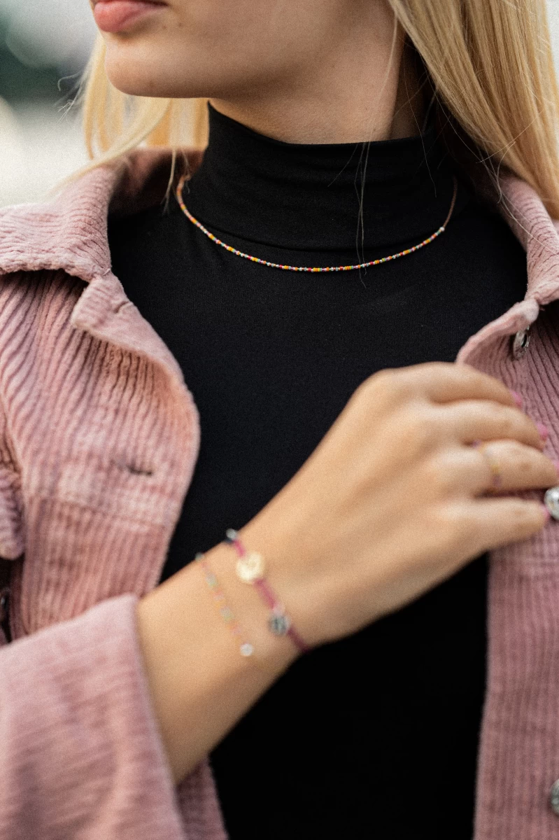 Farebné perly, retiazka zo 14K ružového zlata