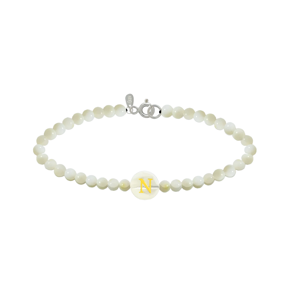 Dámsky perleťový náramok so strieborným 925 listom