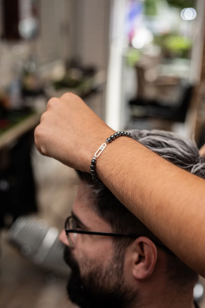 Strieborný náramok ZILIA Clasp For Him Hematite