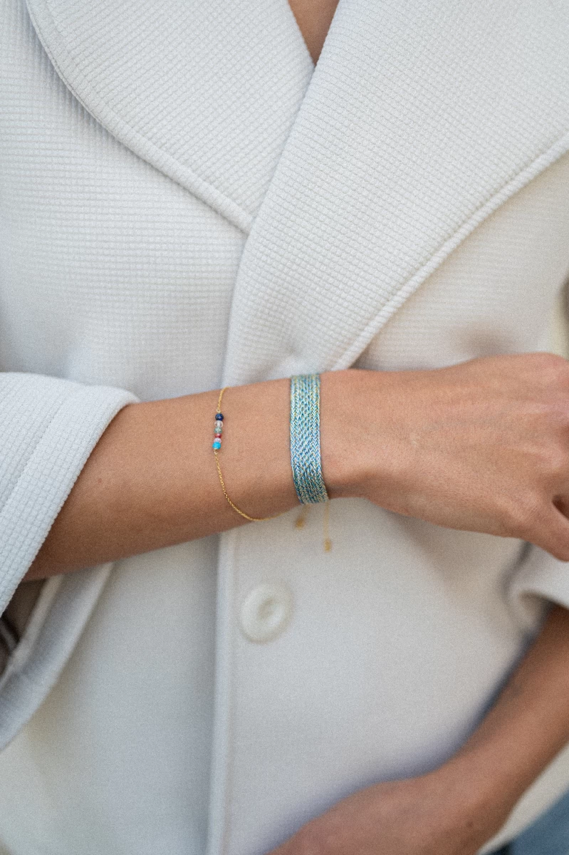 Náramok 7 čakier zo striebra 14K