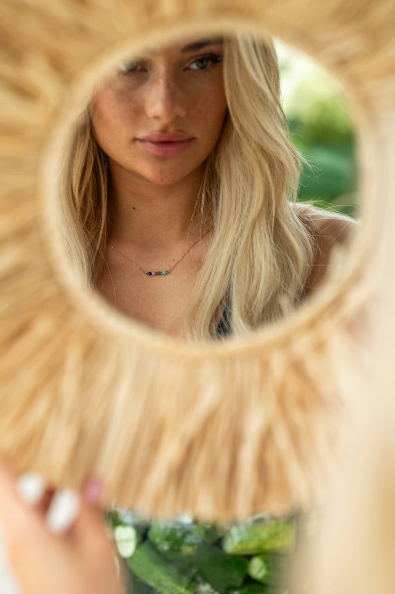 Farebné kamene, náhrdelník z ružového zlata