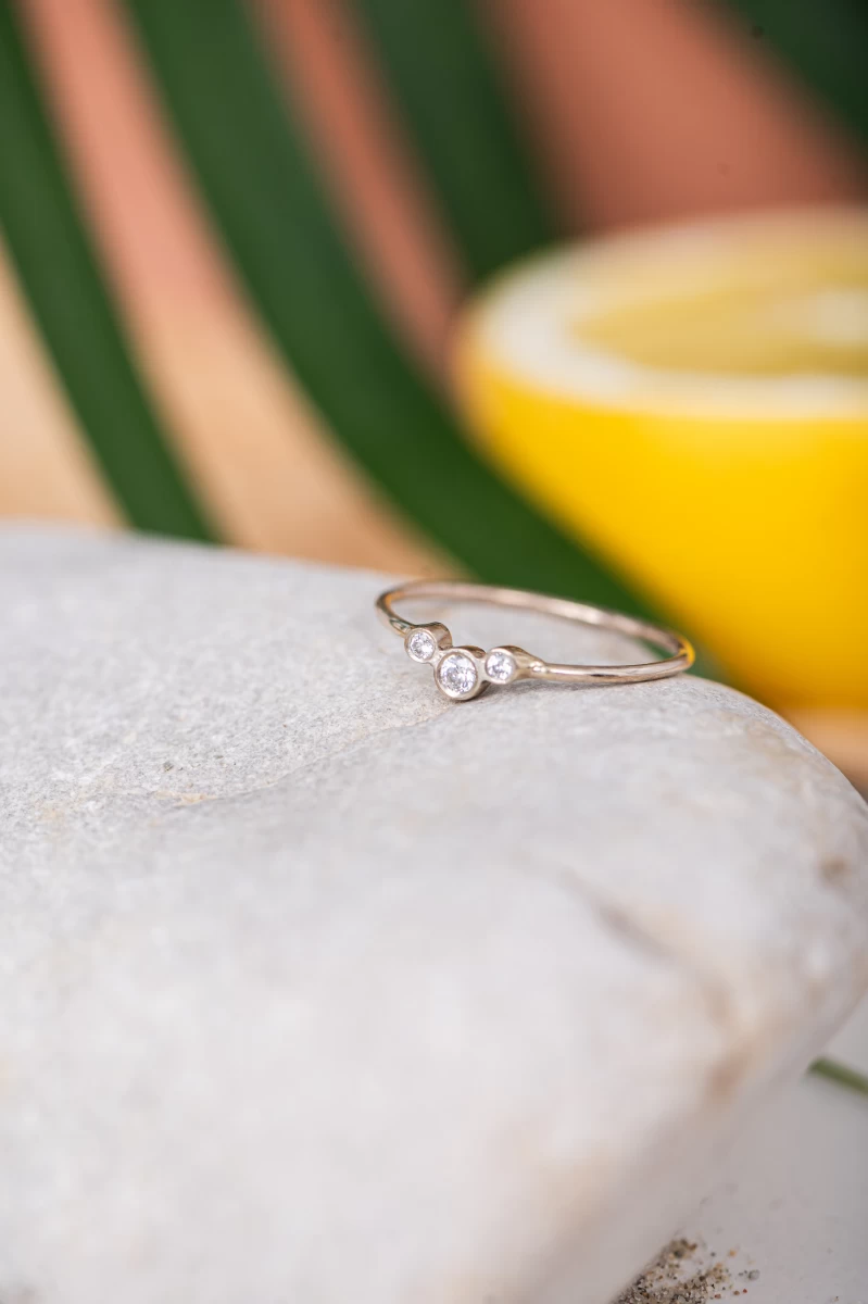 Prsteň zirkónový oblúk z ružového zlata