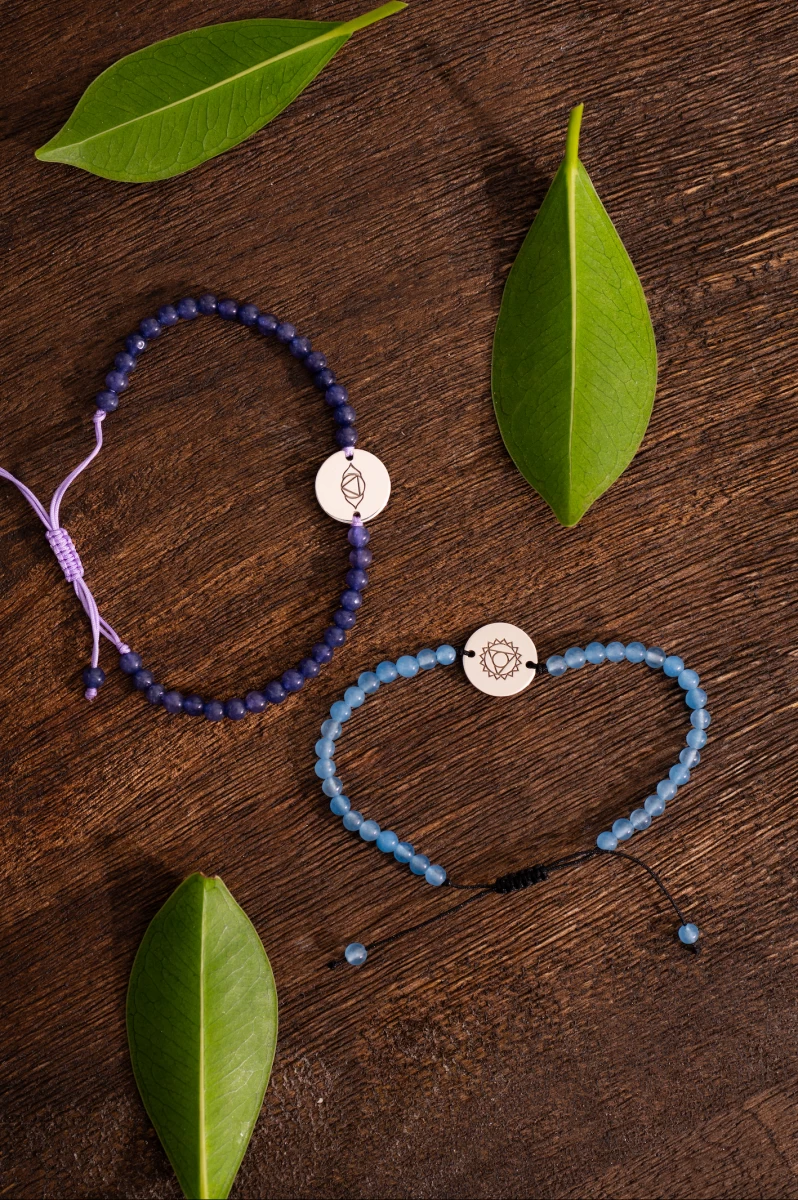 Tretie oko čakra ružové zlato 14K macramé náramok