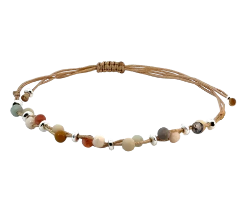 Strieborný členkový náramok ZILIA Macrame Earth