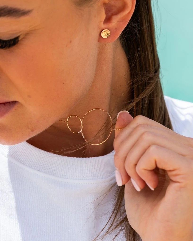 Ružovozlaté náušnice Quintessa Circle 14K