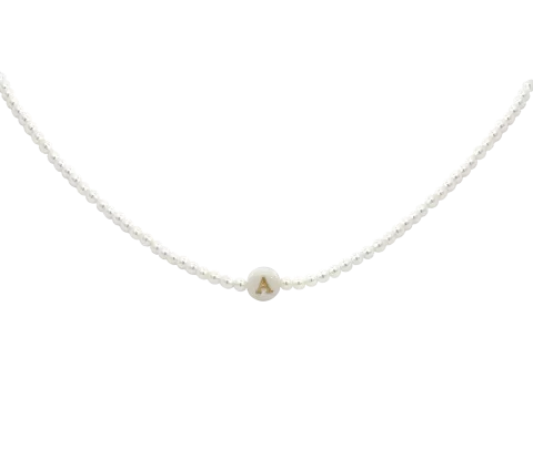 ZILIA Pearl Letter Abc Strieborný náhrdelník