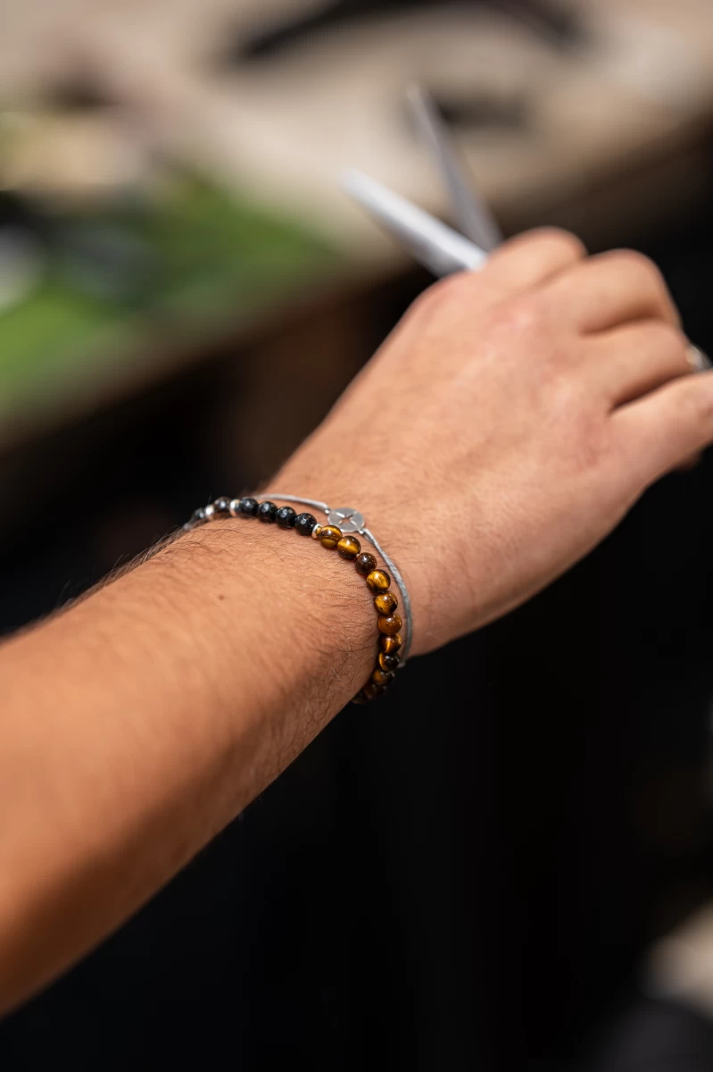 ZILIA Tigers Eye Men 2 Strieborný náramok