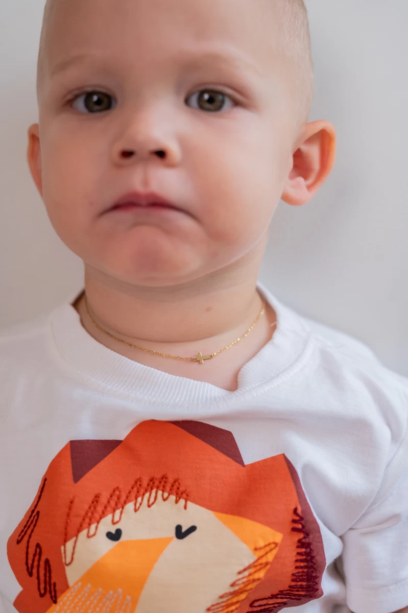 Detský náhrdelník s krížikom zo žltého zlata 14K