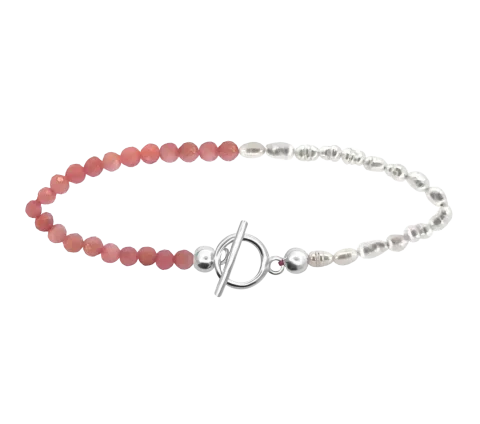ZILIA Pink Opal Perla Strieborný náramok