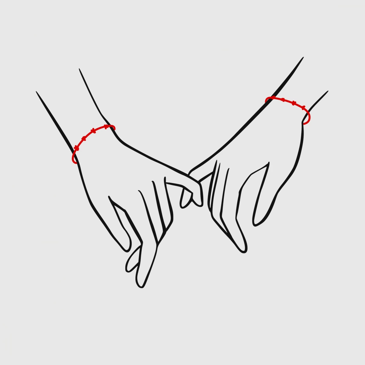 Náramok z červenej priadze so siedmimi uzlami