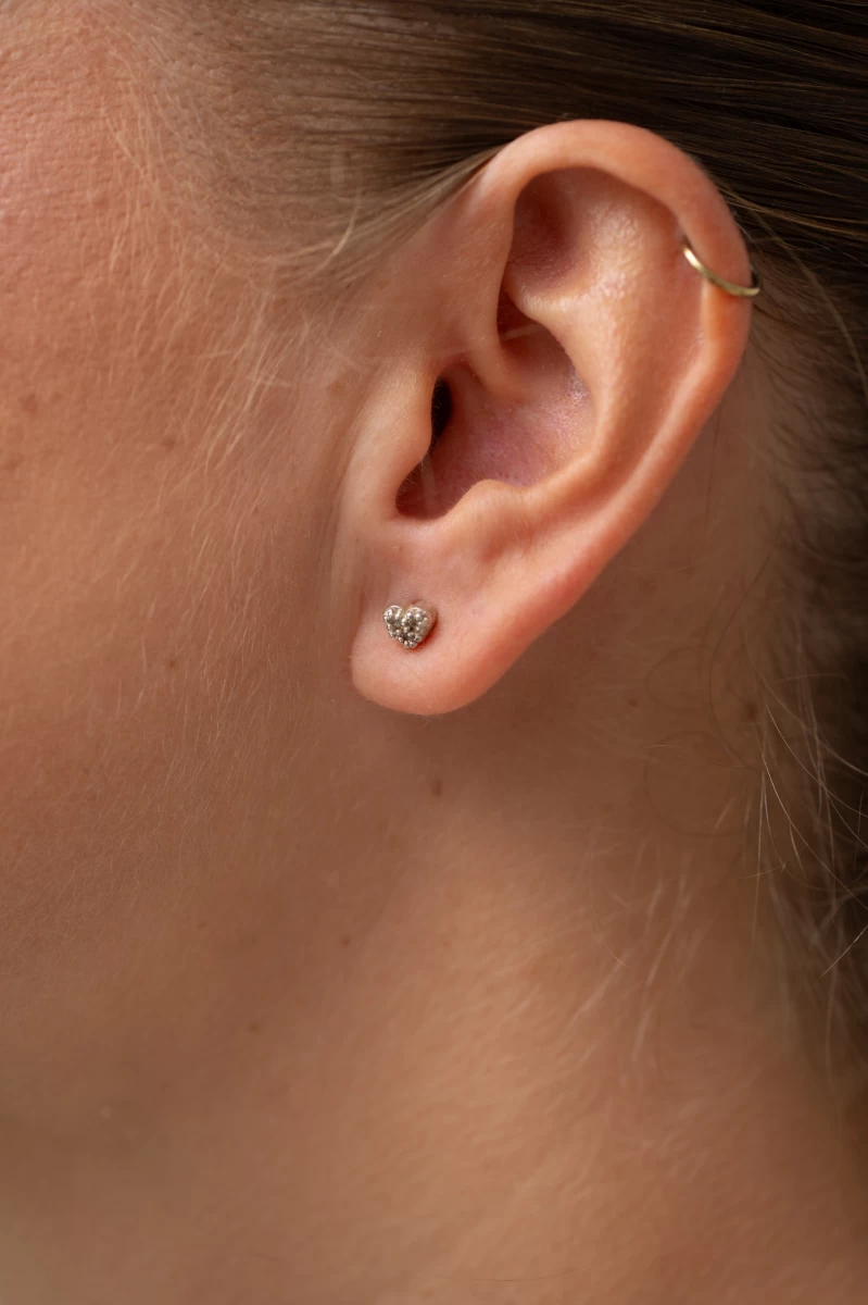 Náušnice srdce so zirkónmi z ružového 14K zlata