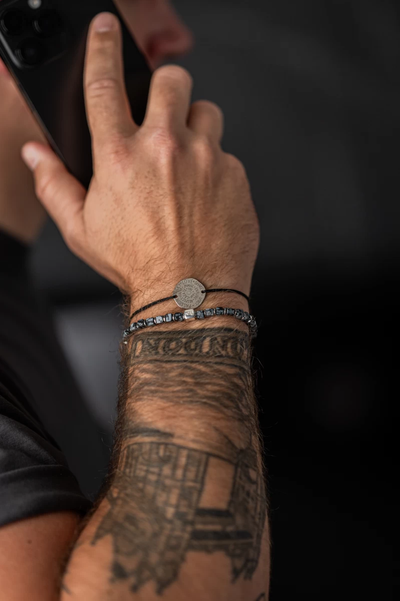 Náramok z obsidiánu a 925 striebra