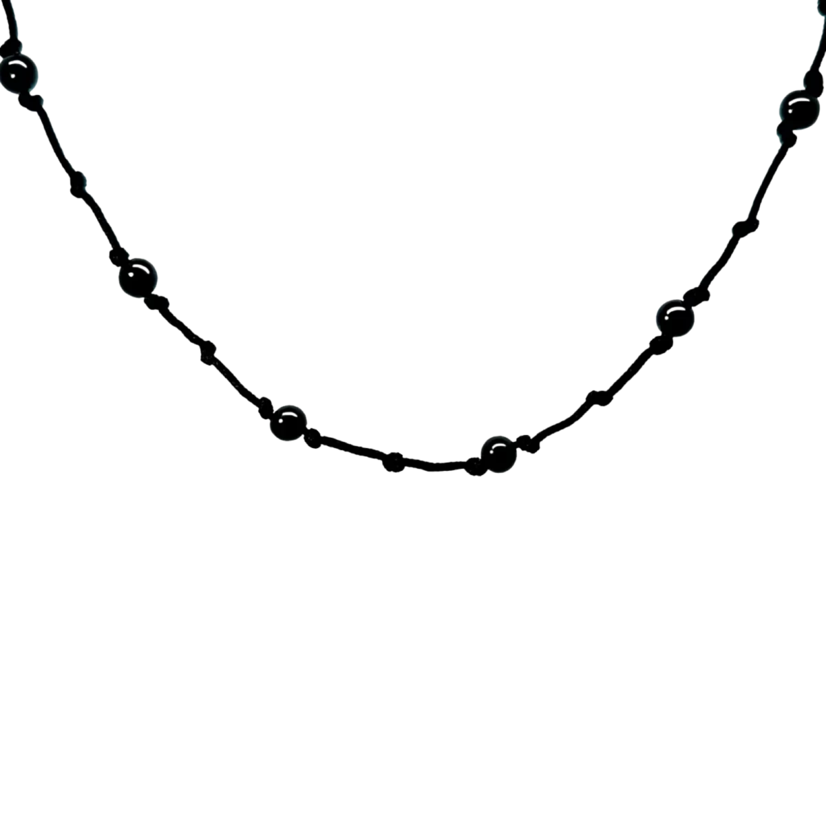 Náhrdelník na šnúrke s ónyxom a uzlami so strieborným 925 zapínaním