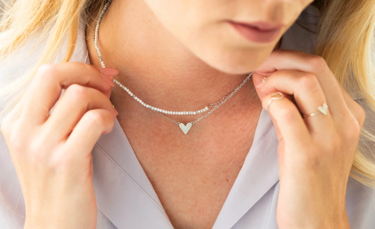 ZILIA Saona Heart Howlite Strieborný náhrdelník