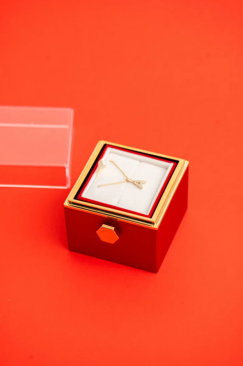 ZILIA ručne vyrobený náhrdelník zo žltého zlata 14K s písmenom so zirkónmi