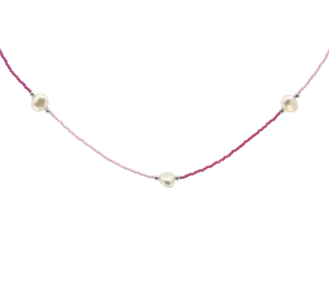 ZILIA Pink Design Perla Strieborný náhrdelník