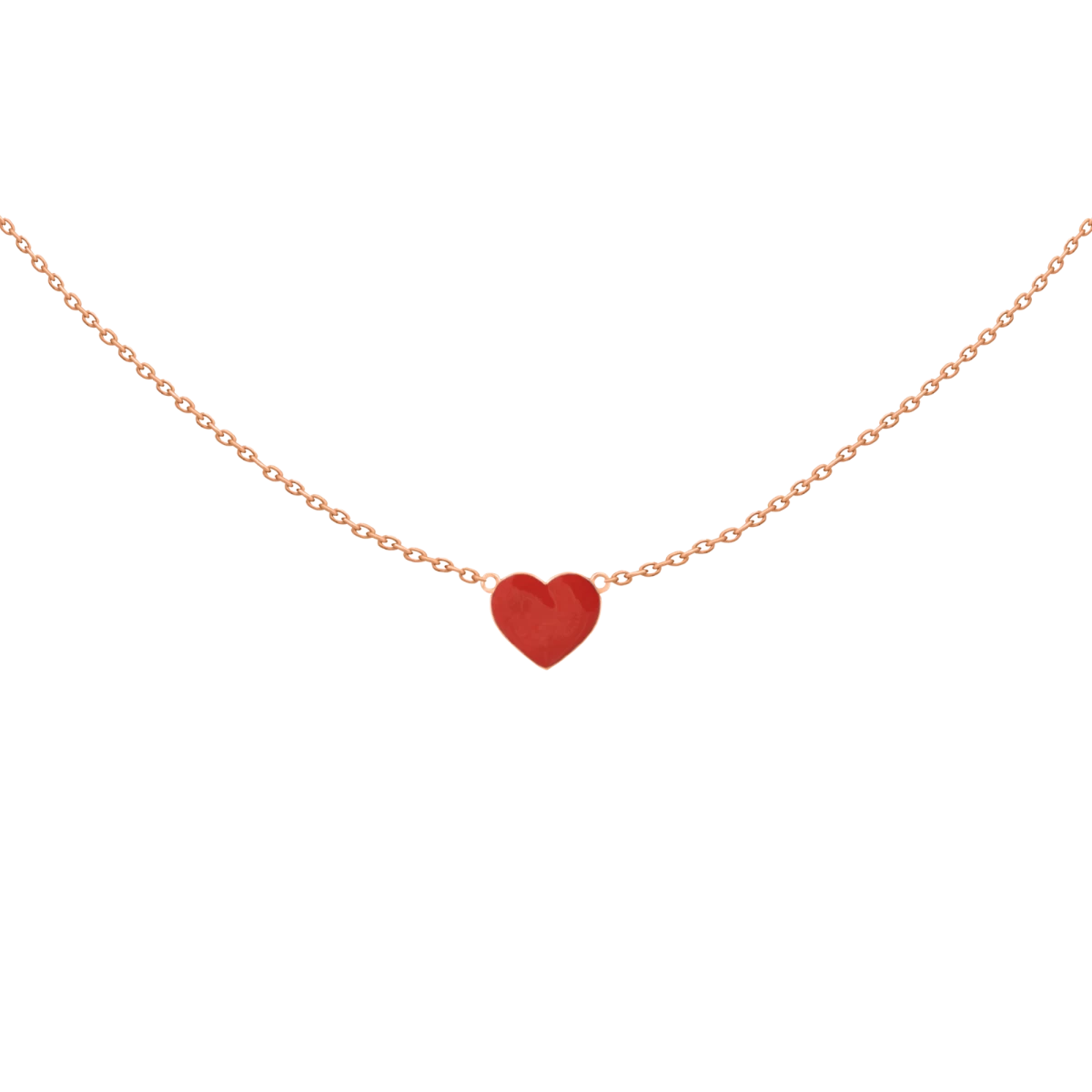 Farebný porcelánový srdcový náhrdelník z ružového zlata 14K