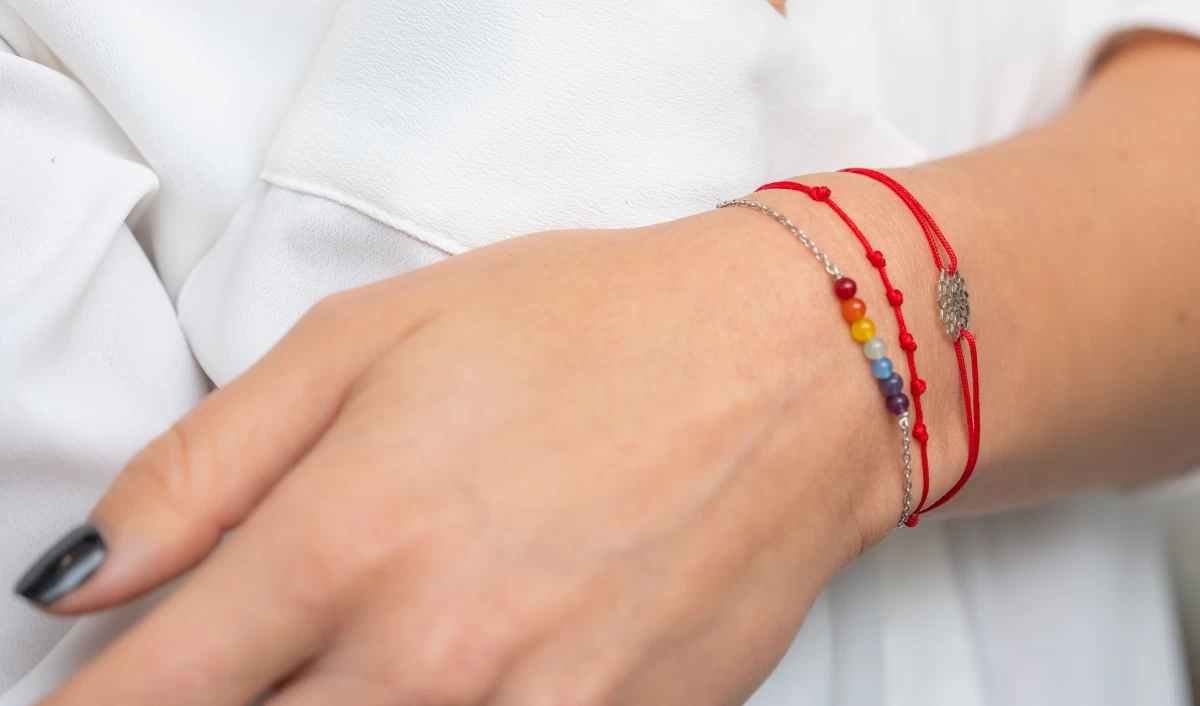 Náramok 7 čakier zo striebra 14K