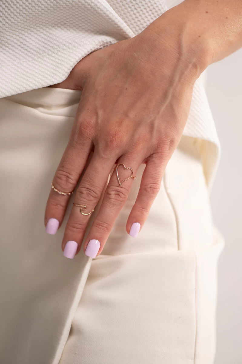 Asymetrické srdce, prsteň z ružového zlata