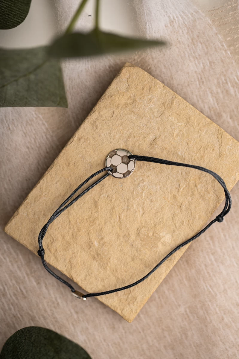 Futbalový náramok pre bábätko zo 14K ružového zlata na nite